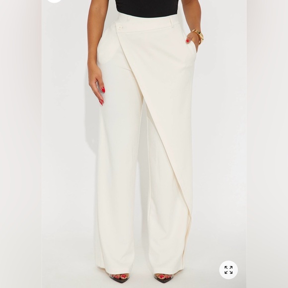 Asymmetrical Wide Leg Trouser Pant - Cream Sz XS - Picture 4 of 4